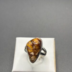 Sterling Silver Yellow-Brown Jasper Teardrop Ring